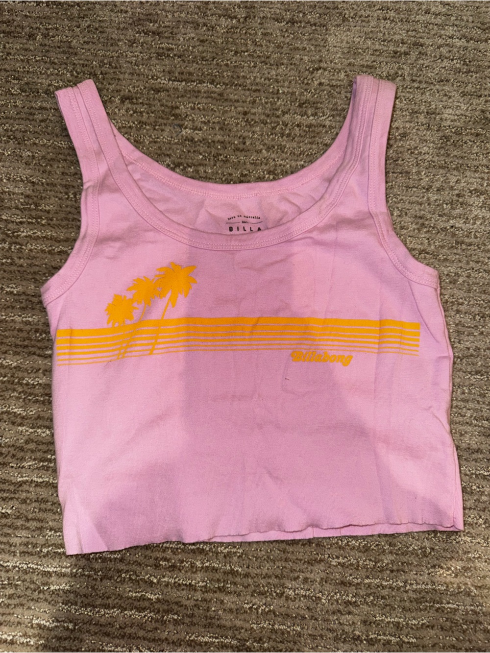 Billabong Pink Tank with Yellow Stripe Accent